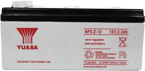 Yuasa NP3.2-12 NP3.2-12 Bleiakku 12V 3.2Ah Blei-Vlies (AGM) (B x H x T) 134 x 64 x 67mm Flachstecker