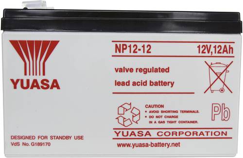 Yuasa NP12-12 NP1212 Bleiakku 12V 12Ah Blei-Vlies (AGM) (B x H x T) 151 x 98 x 98mm Flachstecker 6.3