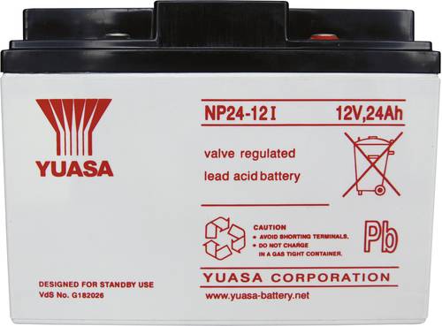 Yuasa NP24-12 NP24-12 Bleiakku 12V 24Ah Blei-Vlies (AGM) (B x H x T) 166 x 125 x 175mm M5-Schraubans