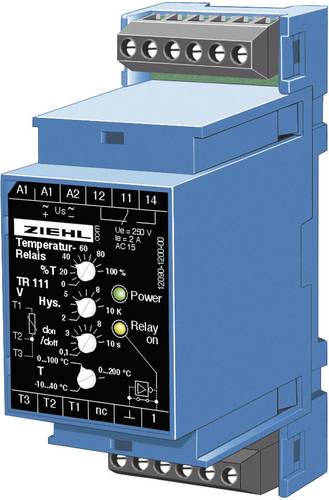 Ziehl TR 111 Temperaturregler Pt100 -10 bis +200°C Relais 5A (L x B x H) 58 x 35 x 90mm