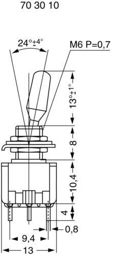 Miyama 703117 MS 500-BC-J Kippschalter 125 V/AC 6A 2 x (Ein)/Aus/(Ein) tastend/0/tastend 1St.