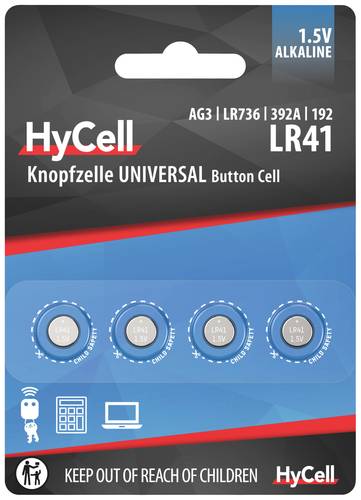 HyCell Knopfzelle LR 41 1.5V 4 St. 30 mAh Alkali-Mangan AG3