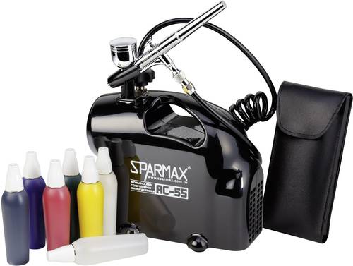 Sparmax SK-55 SK-55 Airbrush-Einsteiger-Set mit Kompressor Double Action