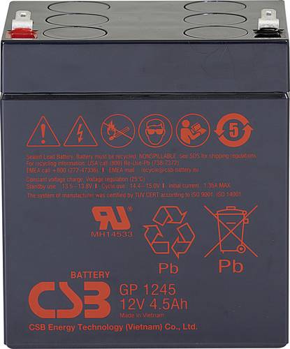 CSB Battery GP 1245 Standby USV GP1245F1 Bleiakku 12V 4.5Ah Blei-Vlies (AGM) (B x H x T) 93 x 108 x