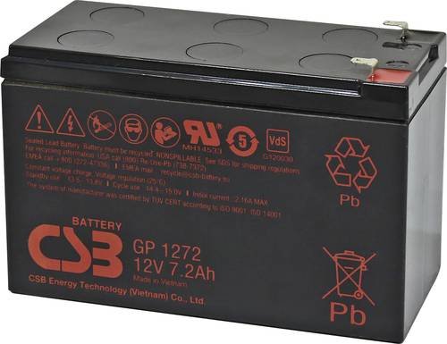 CSB Battery GP 1272 Standby USV GP1272F1 Bleiakku 12V 7.2Ah Blei-Vlies (AGM) (B x H x T) 151 x 99 x