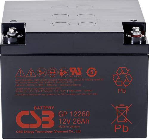 CSB Battery GP 12260 Standby USV GP12260B1 Bleiakku 12V 26Ah Blei-Vlies (AGM) (B x H x T) 166 x 125