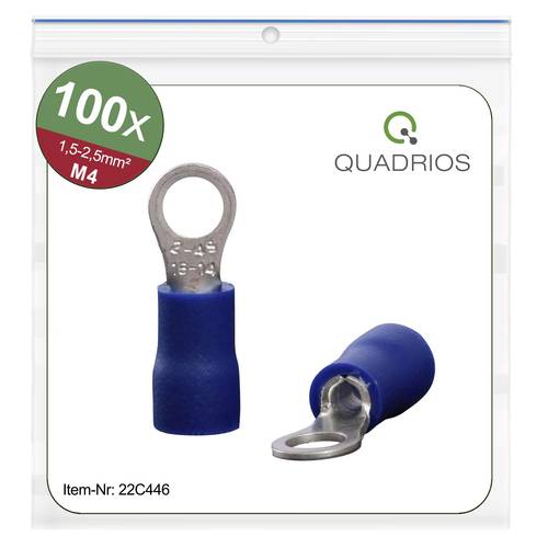 Quadrios 22C446 Ringkabelschuh Querschnitt (max.)=2.5mm² Loch-Ø=4.3mm Teilisoliert Blau 1 Set