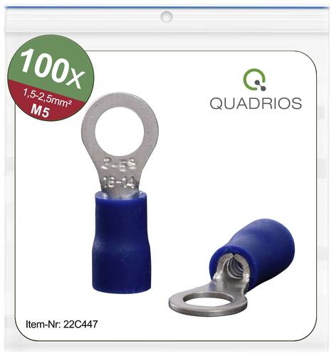 Quadrios 22C447 Ringkabelschuh Querschnitt (max.)=2.5mm² Loch-Ø=5.3mm Teilisoliert Blau 1 Set