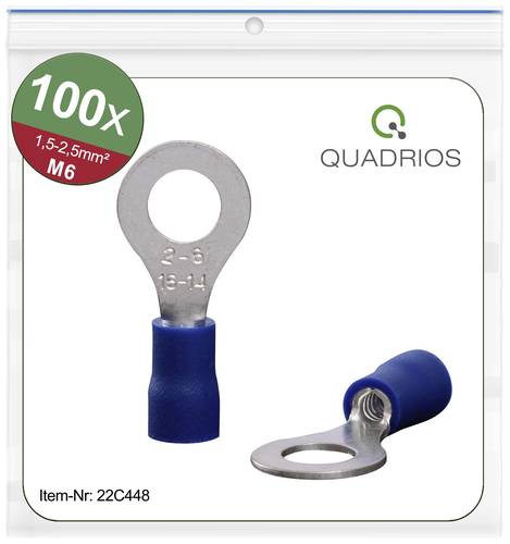 Quadrios 22C448 Ringkabelschuh Querschnitt (max.)=2.5mm² Loch-Ø=6.5mm Teilisoliert Blau 1 Set