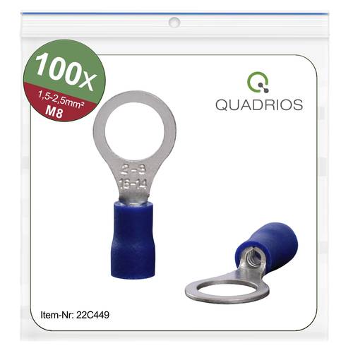 Quadrios 22C449 Ringkabelschuh Querschnitt (max.)=2.5mm² Loch-Ø=8.5mm Teilisoliert Blau 1 Set