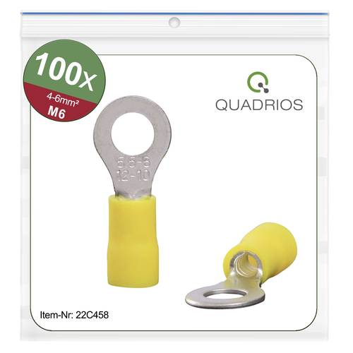 Quadrios 22C458 Ringkabelschuh Querschnitt (max.)=6.0mm² Loch-Ø=6.5mm Teilisoliert Gelb 1 Set