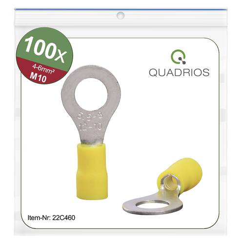 Quadrios 22C460 Ringkabelschuh Querschnitt (max.)=6.0mm² Loch-Ø=10.5mm Teilisoliert Gelb 1 Set