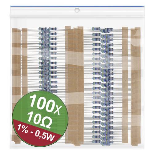 Quadrios 22P085 22P085 Metallschicht-Widerstand Sortiment 10Ω axial bedrahtet 0.5W 1% 1 Set