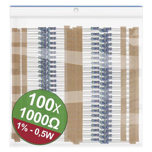 Quadrios 22P092 22P092 Metallschicht-Widerstand Sortiment 1kΩ axial bedrahtet 0.5W 1% 1 Set