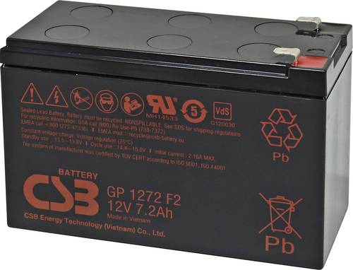 CSB Battery GP 1272 Standby USV GP1272F2 Bleiakku 12V 7.2Ah Blei-Vlies (AGM) (B x H x T) 150 x 97 x