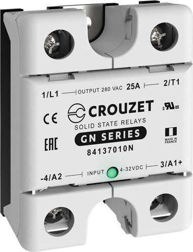 Crouzet Halbleiterrelais 84137010N 25A Schaltspannung (max.): 280 V/AC Nullspannungsschaltend 1St.