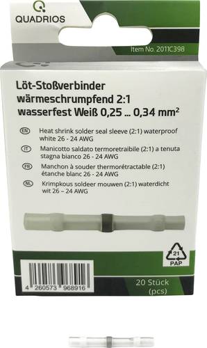 Quadrios 2011C398 Stoßverbinder 0.25mm² 0.34mm² Vollisoliert Weiß 20St.