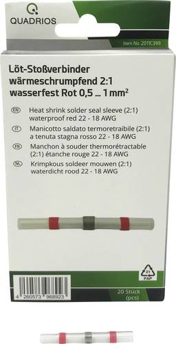 Quadrios 2011C399 Stoßverbinder 0.5mm² 1mm² Vollisoliert Rot 20St.