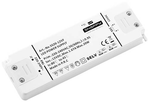 Dehner Elektronik SS 20-12VF LED-Trafo Konstantspannung 20W 1.67A 12 V/DC Möbelzulassung