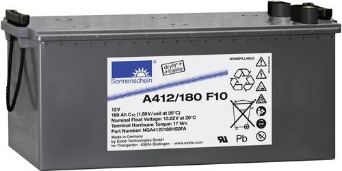 GNB Sonnenschein A412/180 F10 NGA4120180HS0FA Bleiakku 12V 180Ah Blei-Gel (B x H x T) 518 x 244 x 27