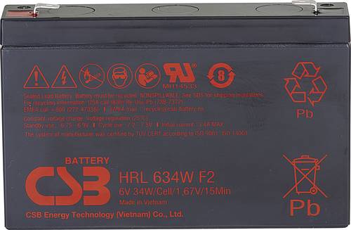 CSB Battery HRL 634W high-rate longlife HRL634W Bleiakku 6V 8.4Ah Blei-Vlies (AGM) (B x H x T) 151 x