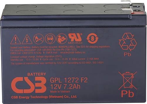 CSB Battery GPL 1272 GPL1272-F2FR Bleiakku 12V 7.2Ah Blei-Vlies (AGM) (B x H x T) 151 x 98 x 65mm Fl