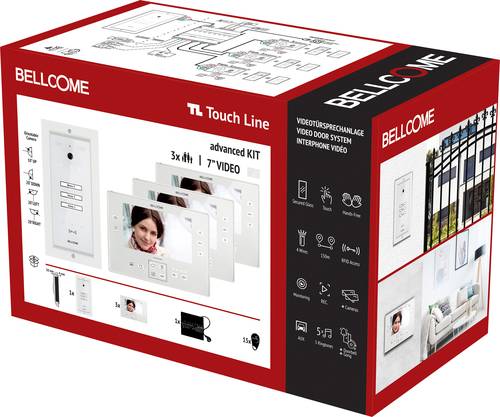 Bellcome Advanced 7  Video-Kit 3 Familie Video-Türsprechanlage Kabelgebunden Komplett-Set 20teili