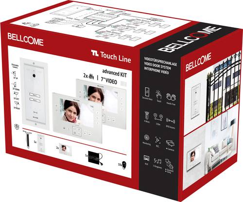 Bellcome Advanced 7  Video-Kit 2 Familie Video-Türsprechanlage Kabelgebunden Komplett-Set 14teili