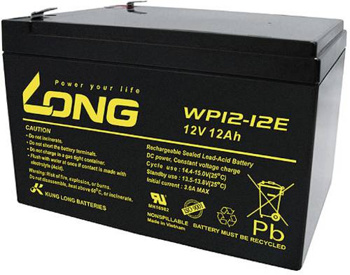 Long WP12-12E WP12-12E Bleiakku 12V 12Ah Blei-Vlies (AGM) (B x H x T) 151 x 98 x 98mm Flachstecker 6