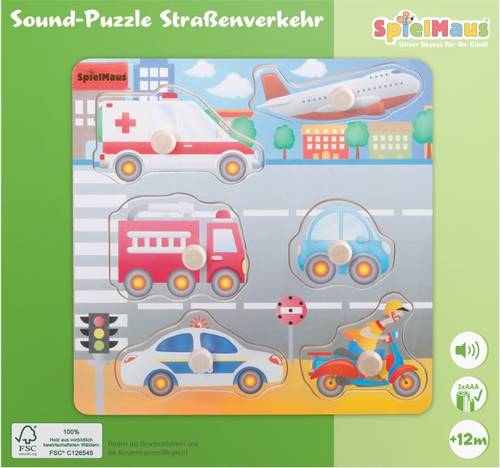 SpielMaus Holz Sound Holzpuzzle Straßenverkehr 60453390