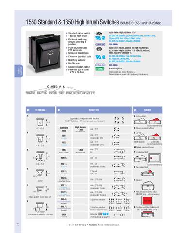 Arcolectric (Bulgin Ltd.) C1353AHNAB Wippschalter C1353AHNAB 250V 16A 1 x Aus/Ein rastend 1St.