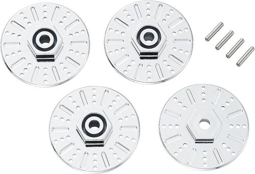 Reely 1:10 Bremsscheibenimitat-Felgenmitnehmer 12mm 6-Kant 10mm mit Spurverbreiterung 10mm Chrom 4St