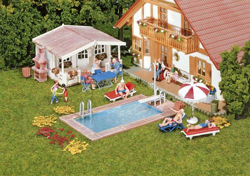 Faller 180542 H0 Swimming Pool und Gartenhaus