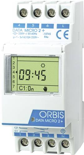 ORBIS Zeitschalttechnik DATA MICRO-2 + 230V Hutschienen-Zeitschaltuhr digital 250 V/AC