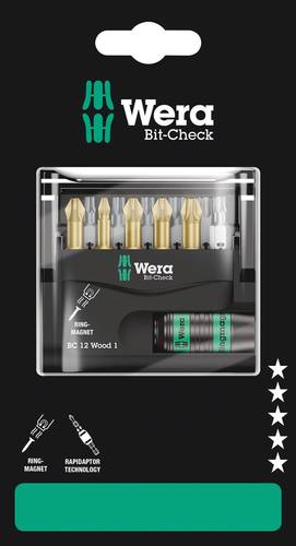 Wera Bit-Check 12 Wood 1 SB 05136390001 Bit-Set 1/4  (6.3 mm) inkl. Bithalter