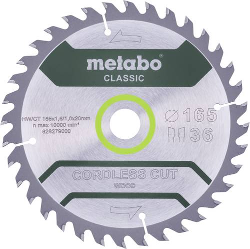 Metabo CORDLESS CUT WOOD CLASSIC 628650000 Kreissägeblatt 165 x 20 x 1mm Zähneanzahl: 18 1St.