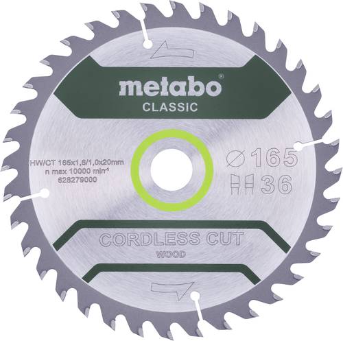 Metabo CORDLESS CUT WOOD CLASSIC 628660000 Kreissägeblatt 165 x 20 x 1mm Zähneanzahl: 36 1St.