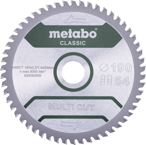 Metabo MULTI CUT CLASSIC 628282000 Kreissägeblatt 190 x 30 x 1.4mm Zähneanzahl: 54 1St.