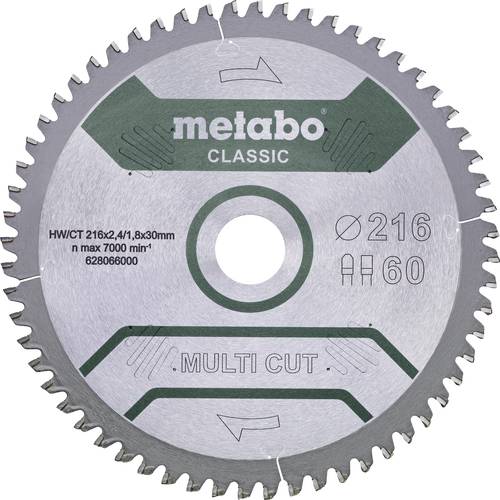 Metabo MULTI CUT CLASSIC 628655000 Kreissägeblatt 216 x 30 x 1.8mm Zähneanzahl: 60 1St.