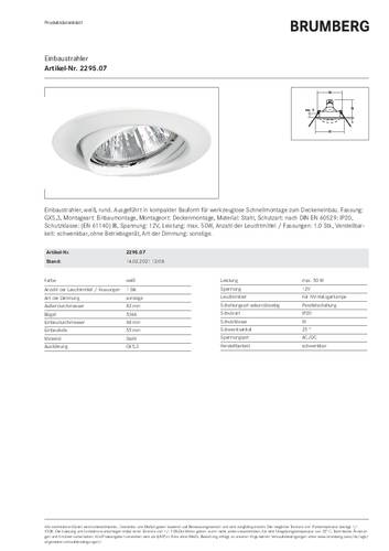 Brumberg 229507 229507 Einbauleuchte Halogen GX5.3 50W Weiß