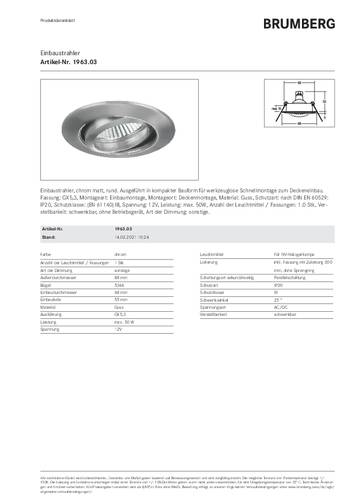 Brumberg 196303 196303 Einbauleuchte Halogen GX5.3 50W Chrom (matt)