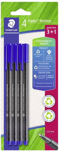 Staedtler triplus 334 R-3BK4 Fineliner Blau 0.3mm 4St.