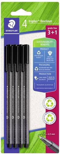 Staedtler triplus 334 R-9BK4 Fineliner Schwarz 0.3mm 4St.