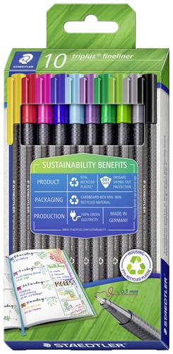 Staedtler triplus 334 RC10 Fineliner farbig sortiert 0.3mm 10St.