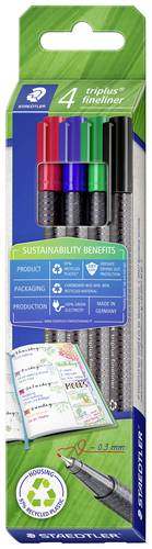 Staedtler triplus 334 RC4 Fineliner farbig sortiert 0.3mm 4St.