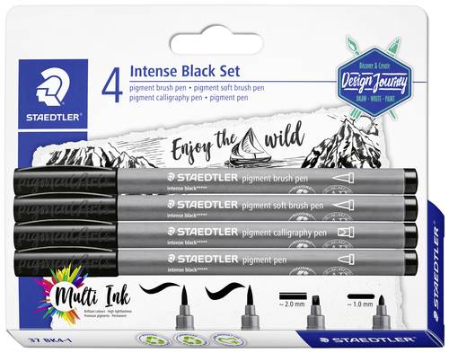 Staedtler Fasermaler Intense Black 37 BK4-1 Schwarz 1 mm