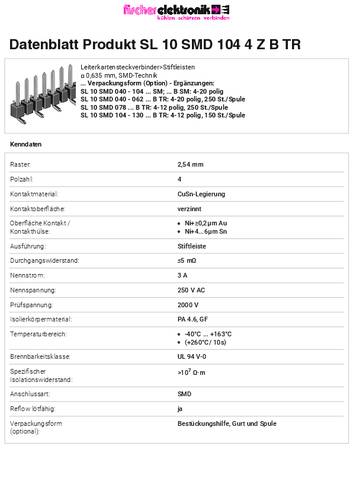 Fischer Elektronik Stiftleiste (Standard) Anzahl Reihen: 1 10047692 150St.