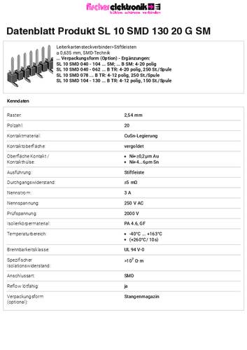 Fischer Elektronik Stiftleiste (Standard) Anzahl Reihen: 1 10047890 10St.