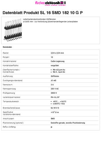 Fischer Elektronik Stiftleiste (Standard) Anzahl Reihen: 2 10052279 10St.