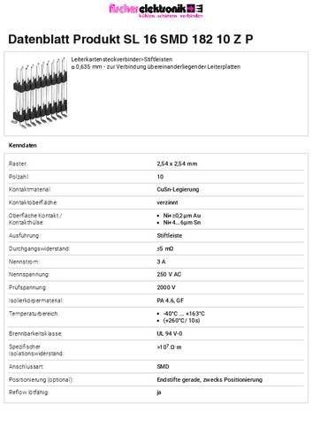 Fischer Elektronik Stiftleiste (Standard) Anzahl Reihen: 2 10052284 10St.